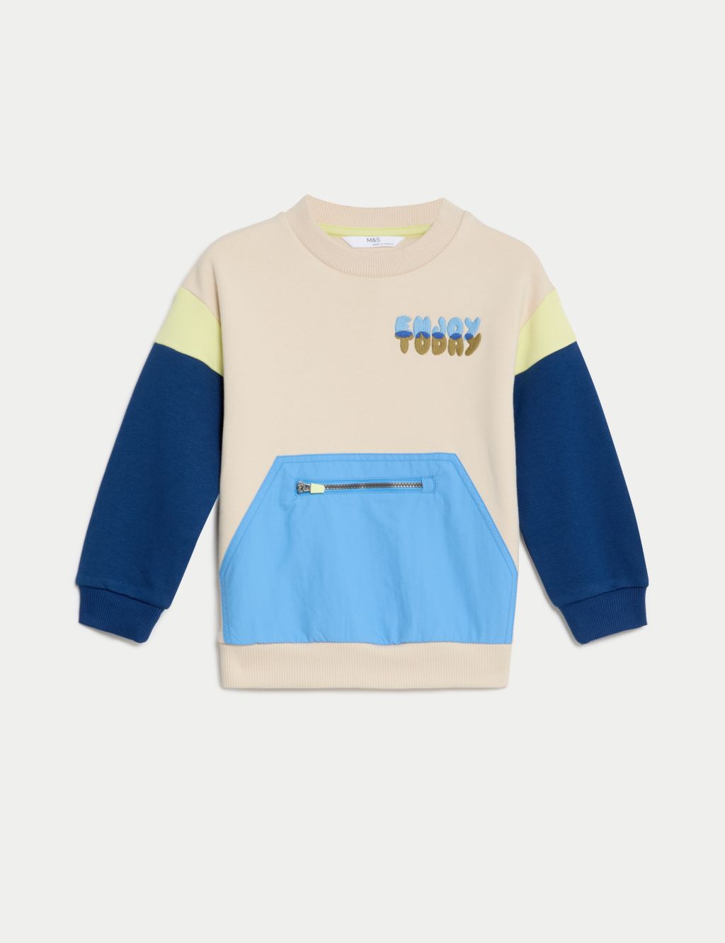 Cotton Rich Colour Block Sweatshirt (2–8 Yrs) 1 of 5
