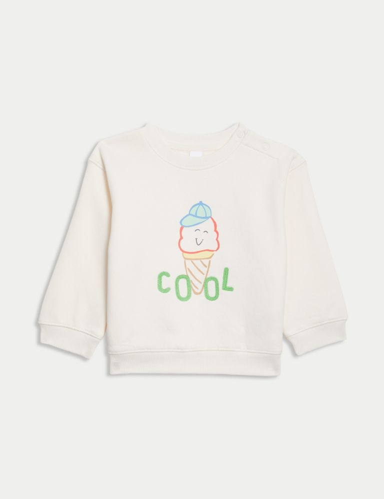 Cotton Rich Cool Slogan Sweatshirt (0-3 Yrs) 1 of 3