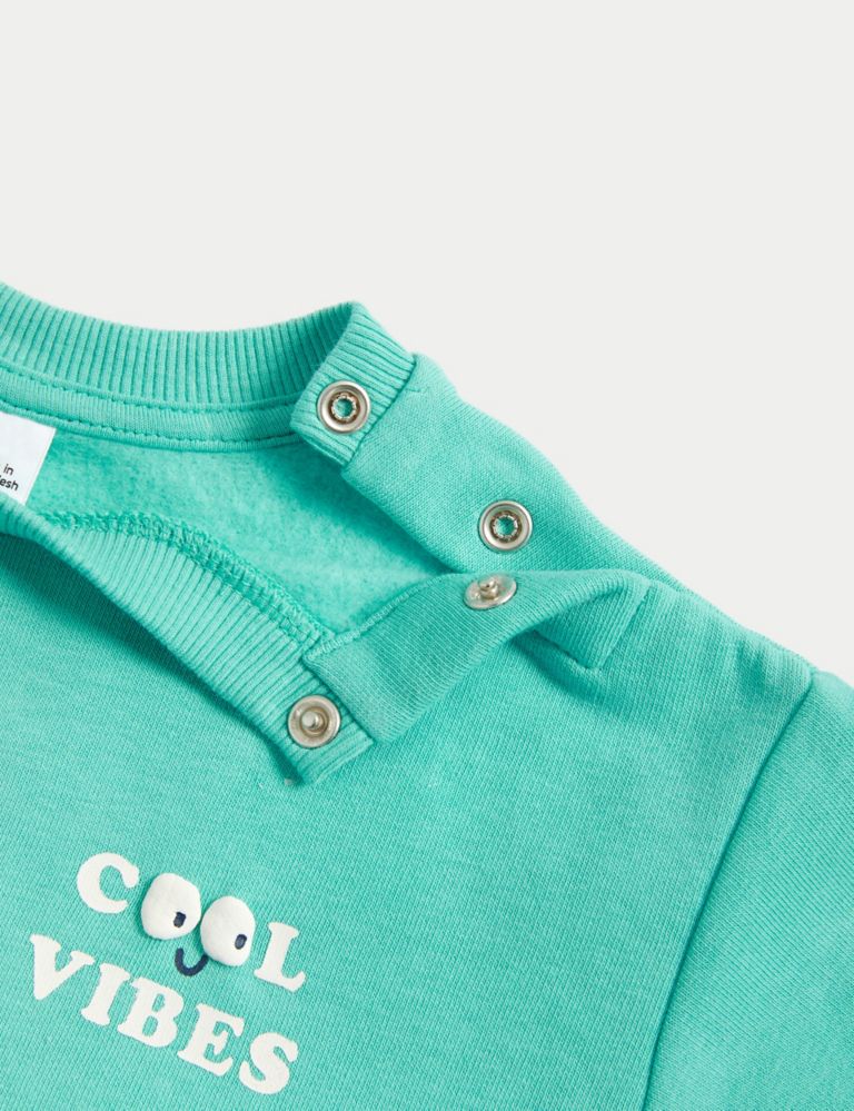 Cotton Rich Cool Vibes Slogan Sweatshirt (0-3 Yrs) 3 of 3