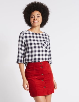 Cotton Rich Cord A Line Mini Skirt M S Collection M S