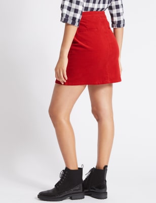 Cotton Rich Cord A Line Mini Skirt M S Collection M S