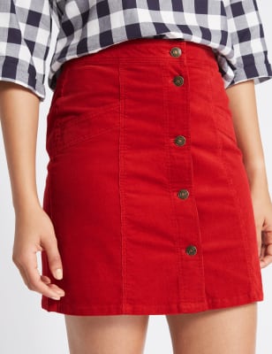 Cotton Rich Cord A Line Mini Skirt M S Collection M S