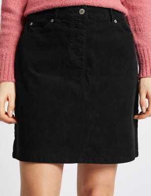 Cotton Rich Cord A Line Mini Skirt M S Collection M S