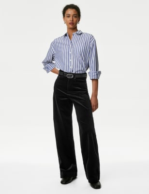 Cord Pocket Front Wide Leg Jeans