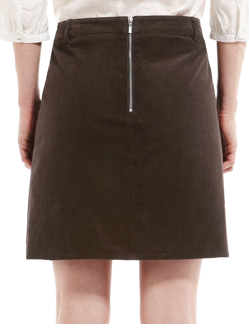 Cotton Rich Corduroy Back Zip Mini Skirt 4 of 4