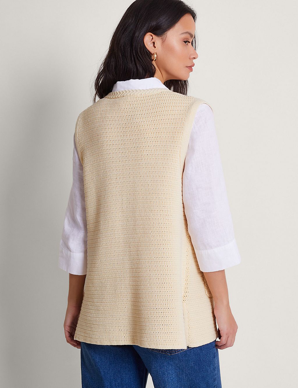 Cotton Rich Crew Neck Knitted Waistcoat 2 of 5