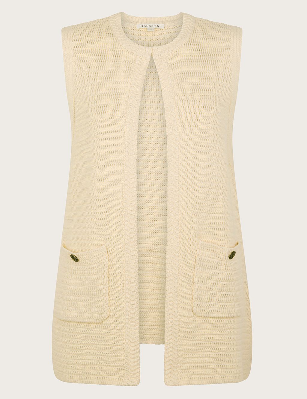 Cotton Rich Crew Neck Knitted Waistcoat 1 of 5