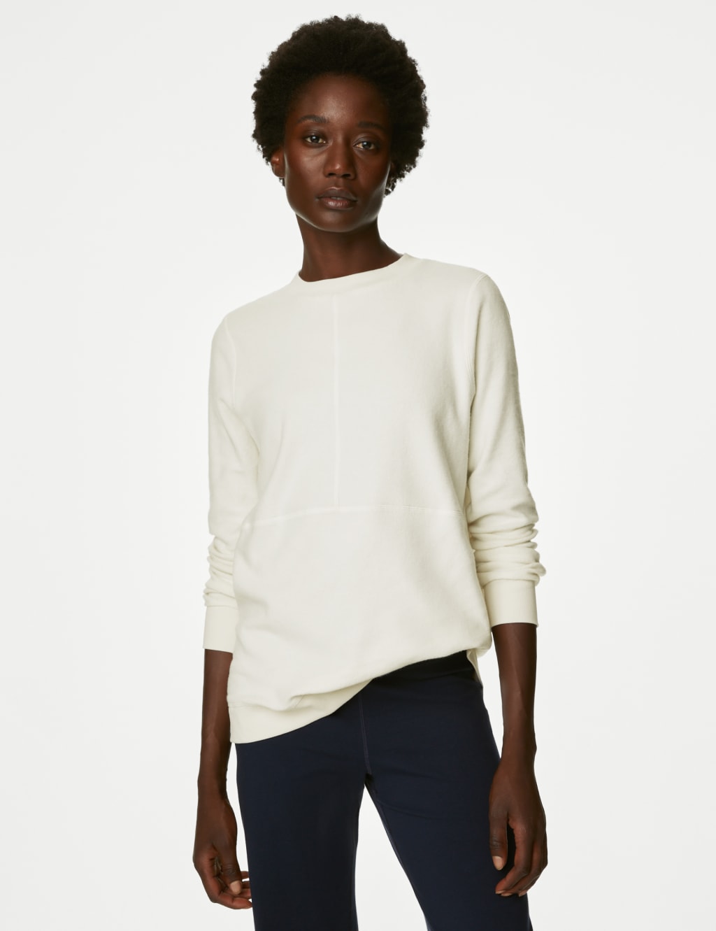 Cotton Rich Crew Neck Longline Sweatshirt Goodmove M S