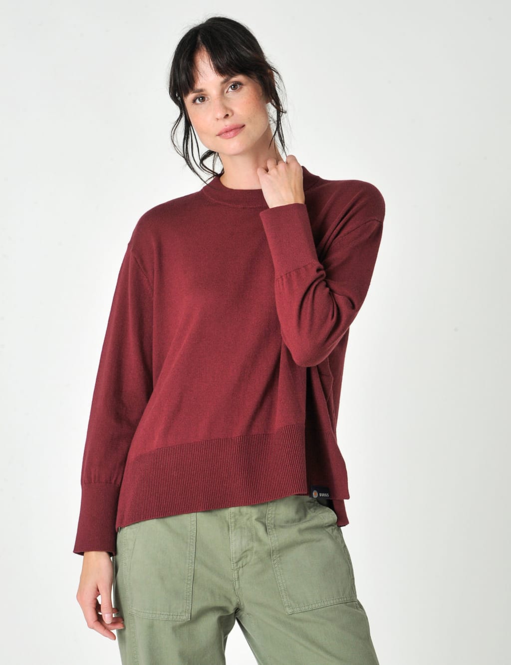 Cotton Rich Crew Neck Split Hem Jumper | Burgs | M&S