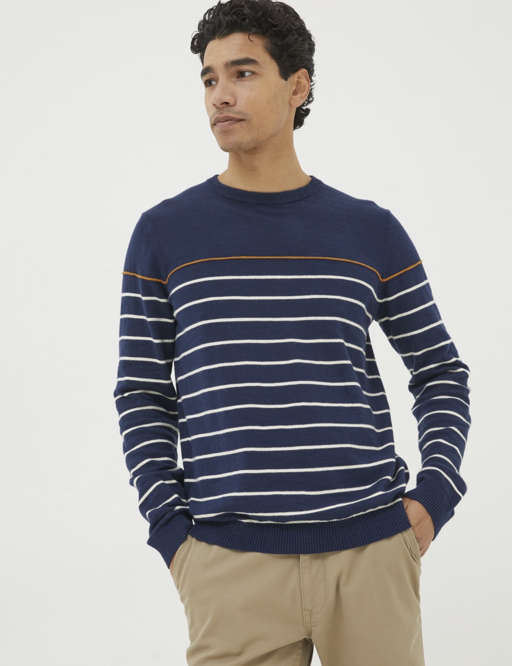Cotton Rich Crew Neck Striped Jumper FatFace M&S