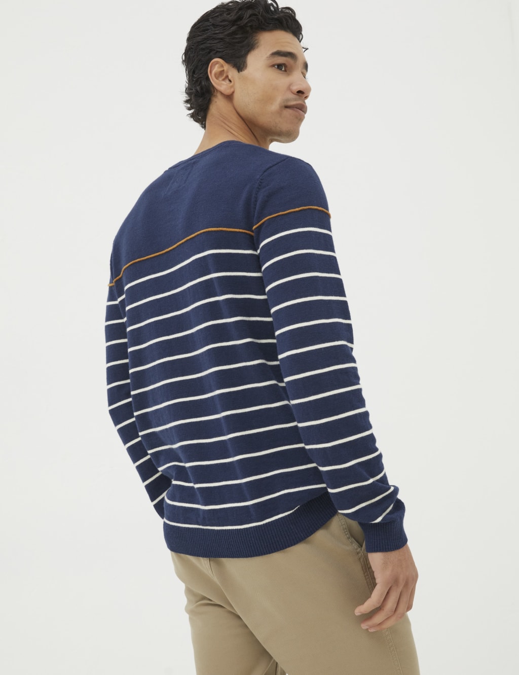 Cotton Rich Crew Neck Striped Jumper FatFace M&S