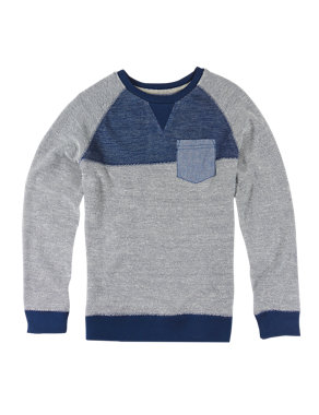 Cotton Rich Crew Neck Sweat Top (5-14 Years) Image 2 of 3