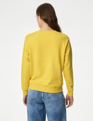 Mustard yellow cheap crew neck sweatshirt