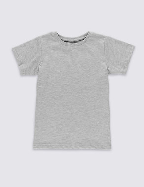 Cotton Rich Crew Neck T-Shirt (1-7 Years) Image 2 of 3