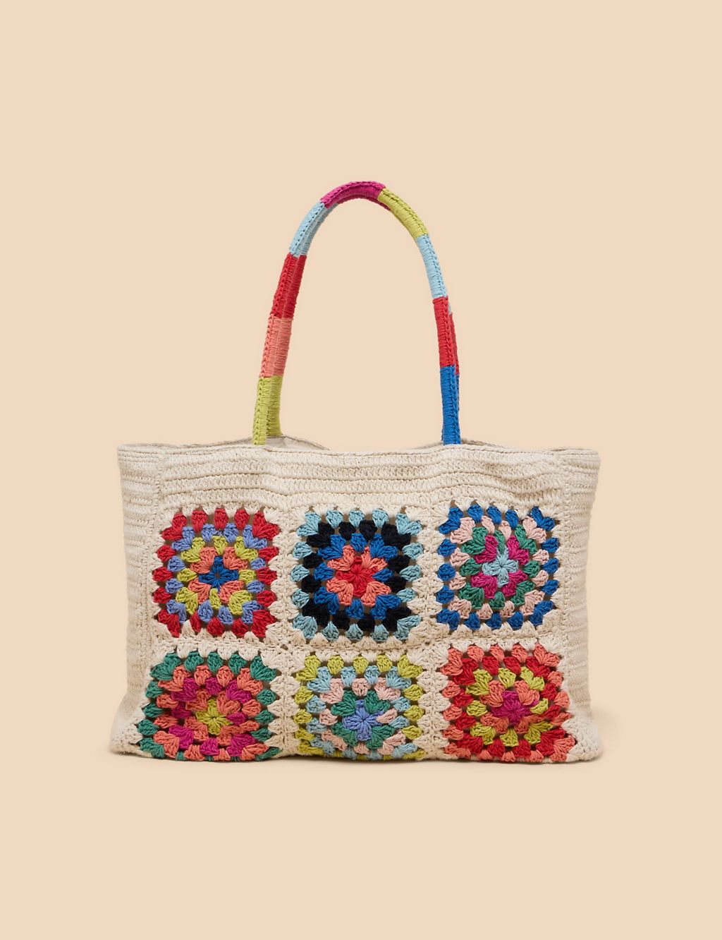 Cotton Rich Crochet Colour Block Tote Bag 3 of 4