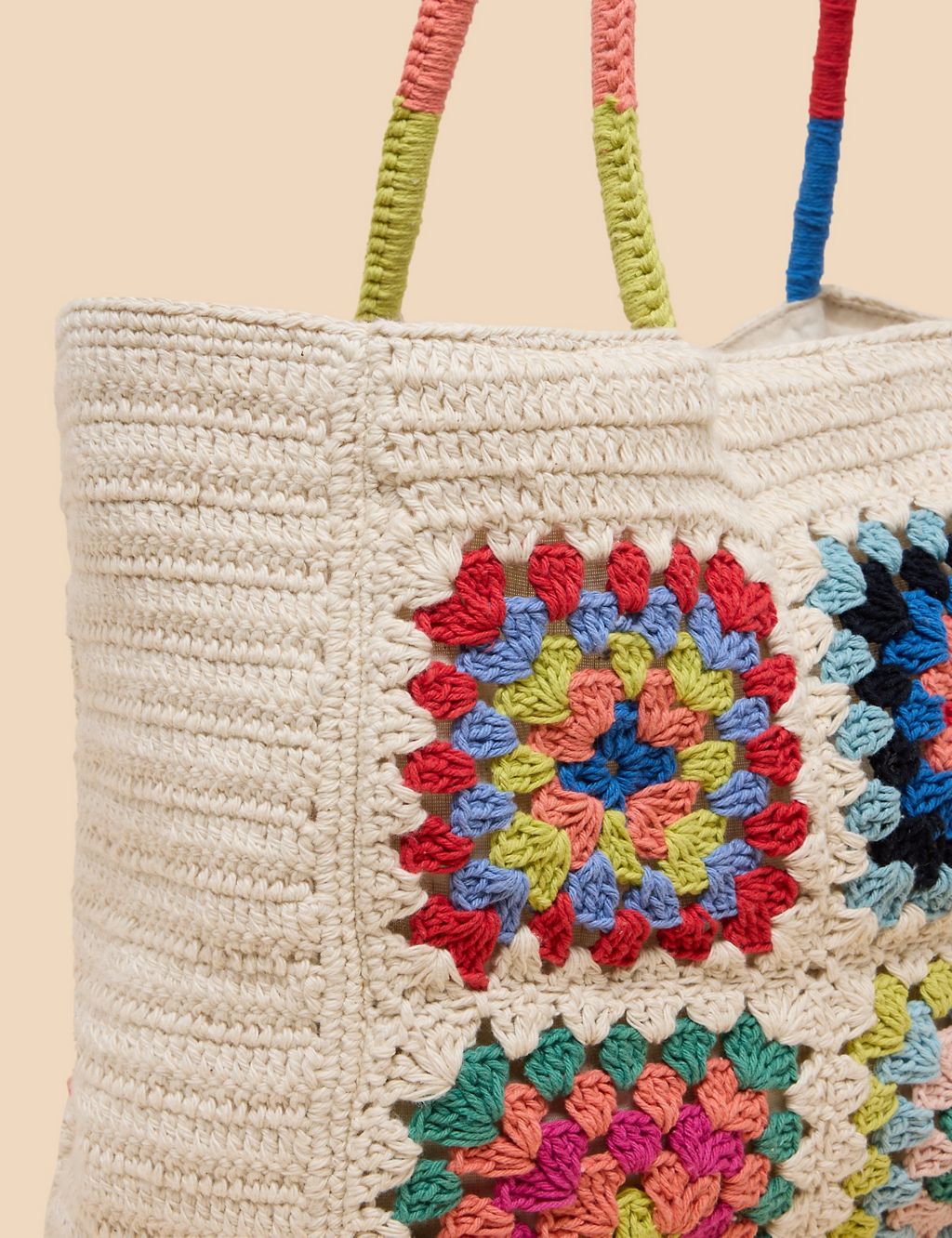 Cotton Rich Crochet Colour Block Tote Bag 4 of 4