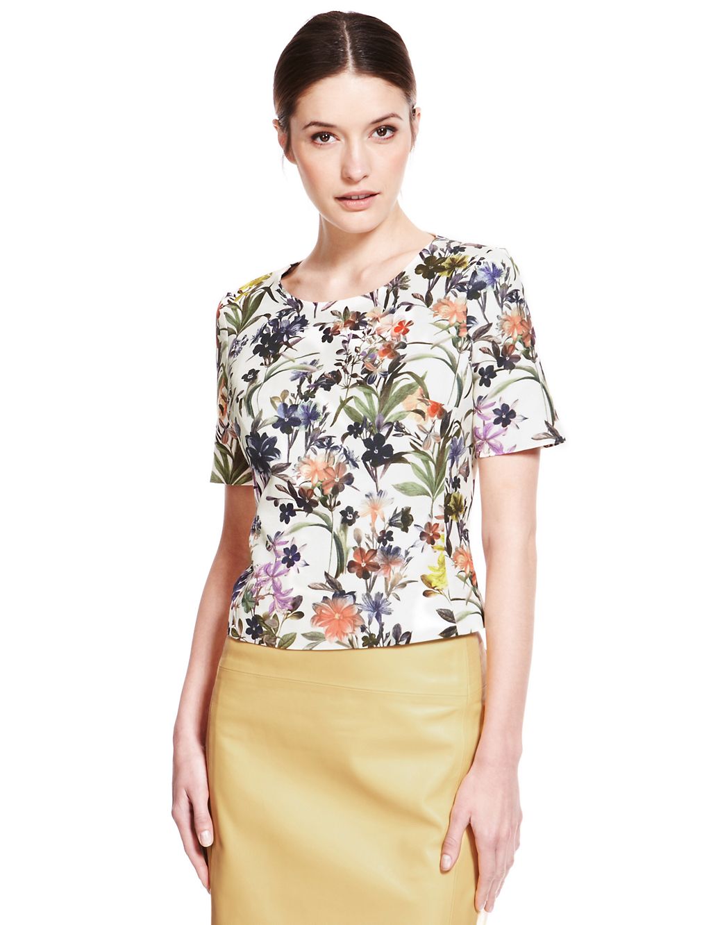 Cotton Rich Cropped Floral Shell Top 2 of 4