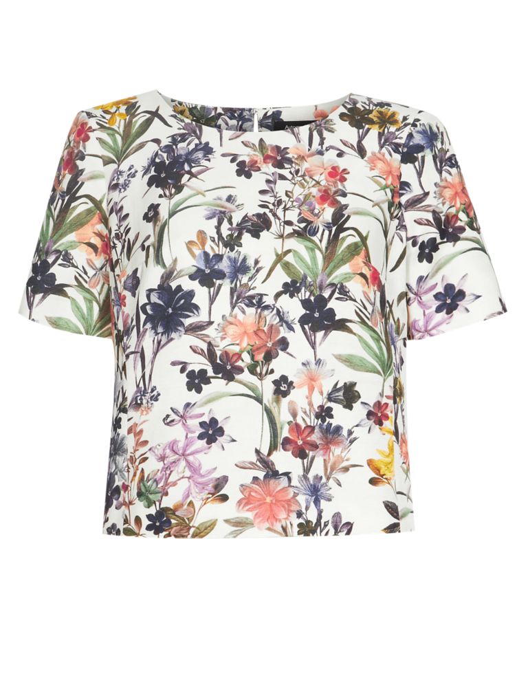 Cotton Rich Cropped Floral Shell Top 3 of 4