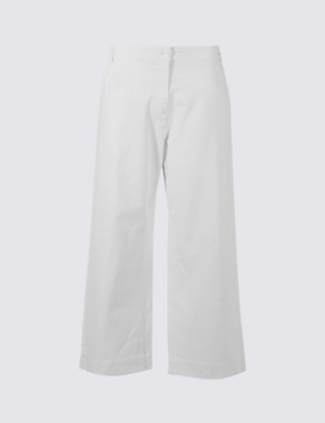 Cotton Rich Cropped Wide Leg Trousers Image 2 of 6
