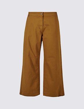 Cotton Rich Cropped Wide Leg Trousers Image 2 of 6