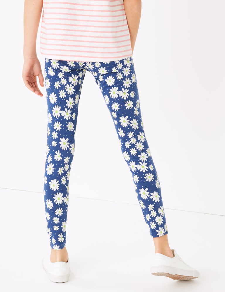 Cotton Rich Daisy Print Leggings (616 Yrs) M&S