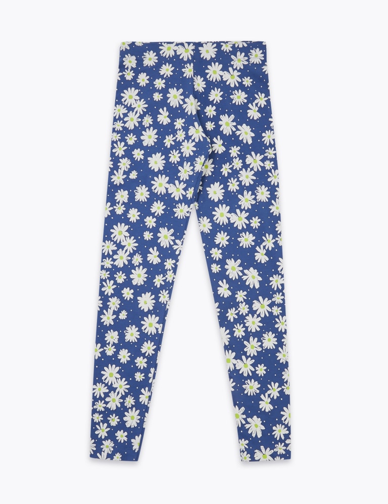 Cotton Rich Daisy Print Leggings (616 Yrs) M&S