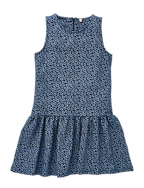 Cotton Rich Daisy Print Skater Girls Dress (5-14 Years) Image 2 of 4