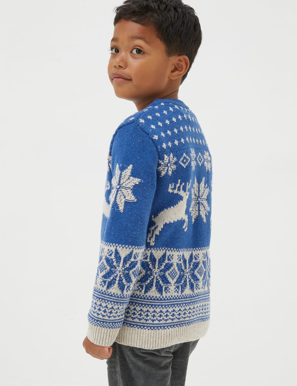 Cotton Rich Deer Fair Isle Knitted Jumper (313 Yrs) FatFace M&S