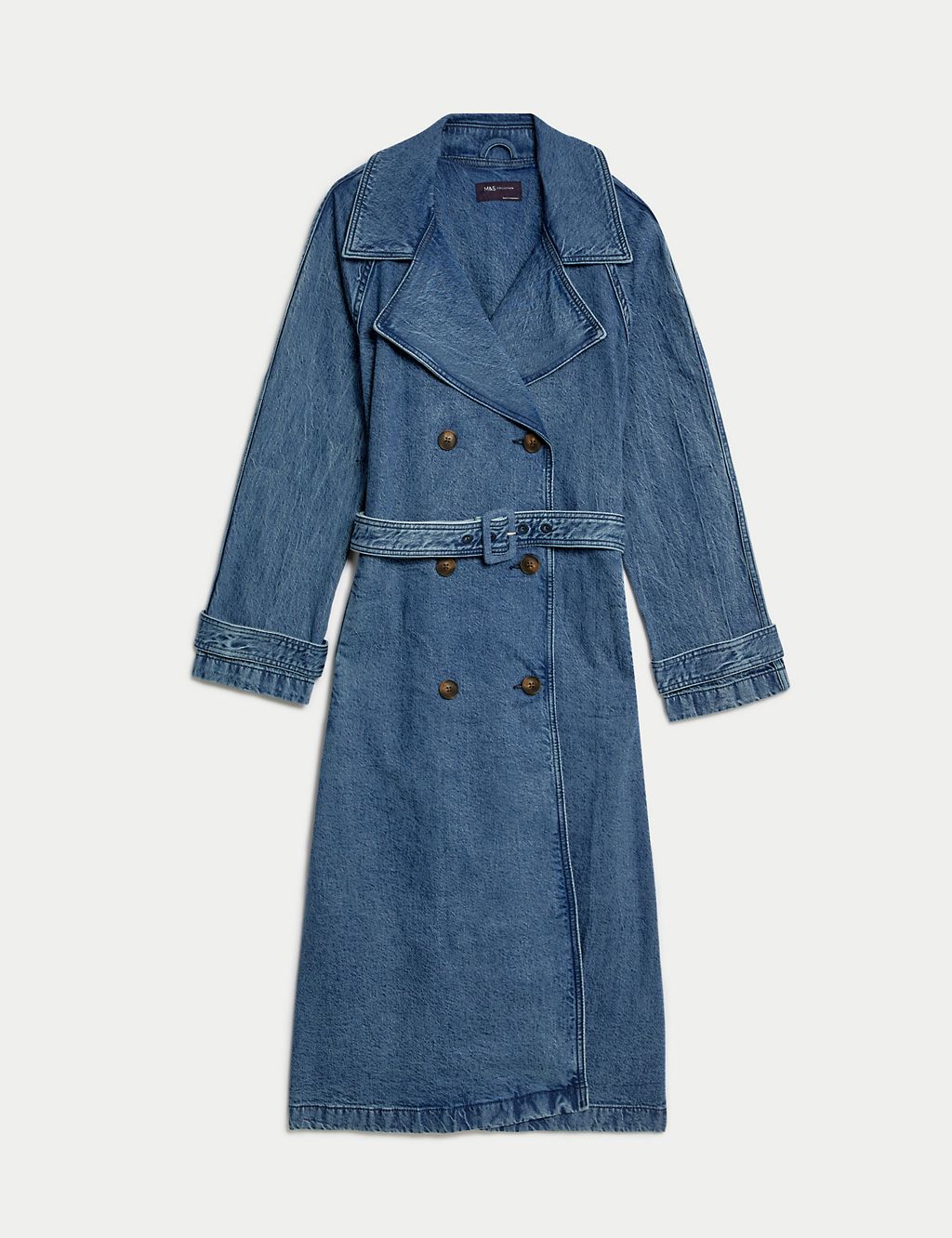 Cotton Rich Denim Belted Trench Coat 1 of 7