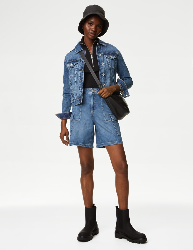 Cotton Rich Denim Cargo Shorts M S Collection M S