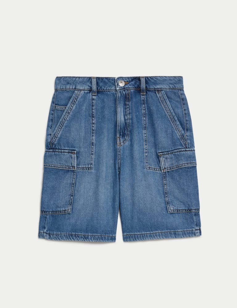 Blue denim cargo shorts outlet