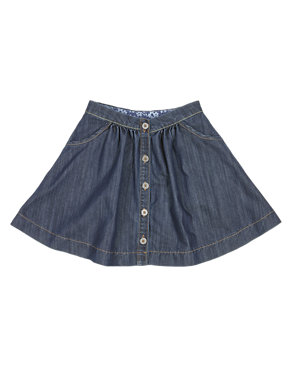 Cotton Rich Denim Flippy Skirt (5-14 Years) Image 2 of 3