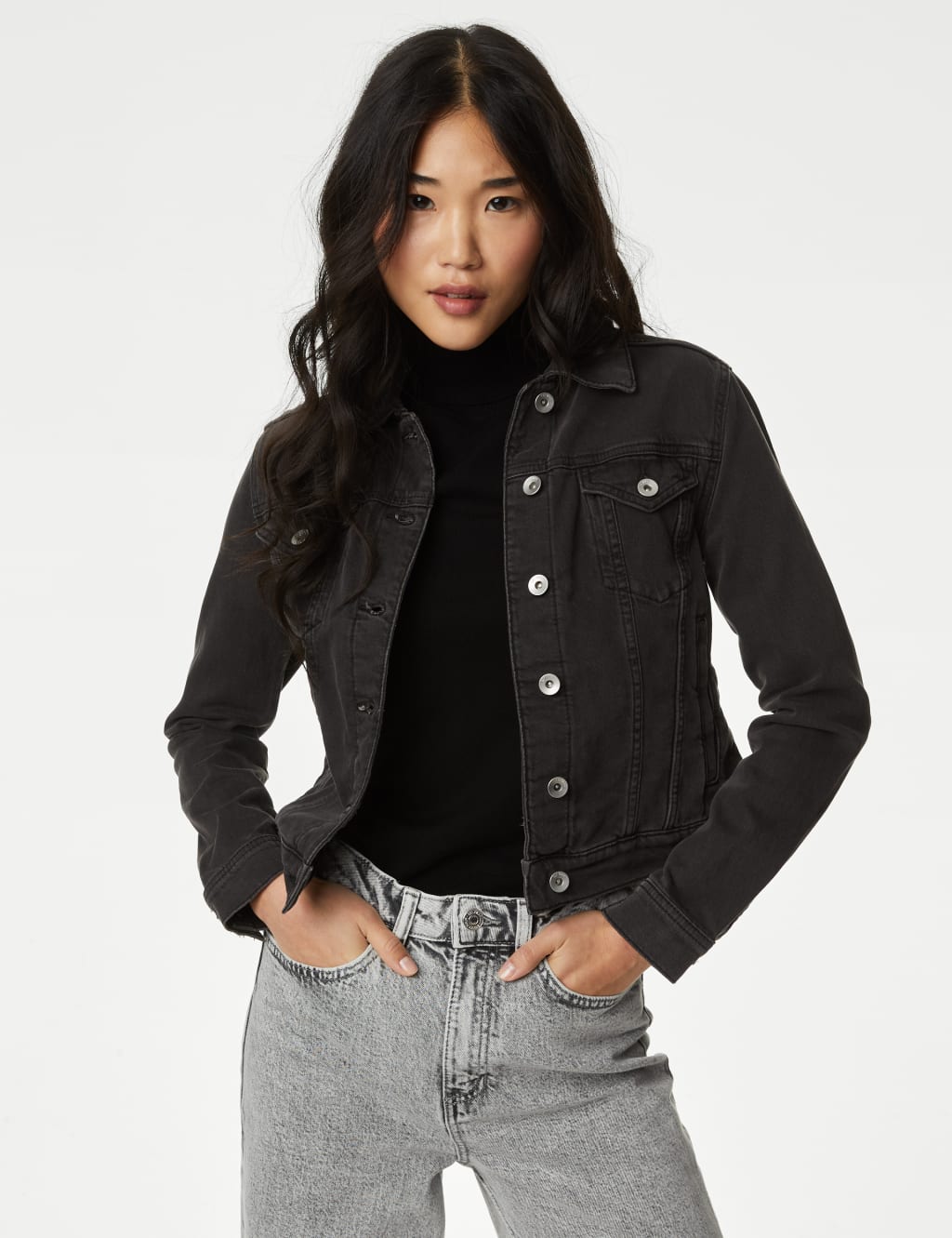 Grey denim online jacket womens