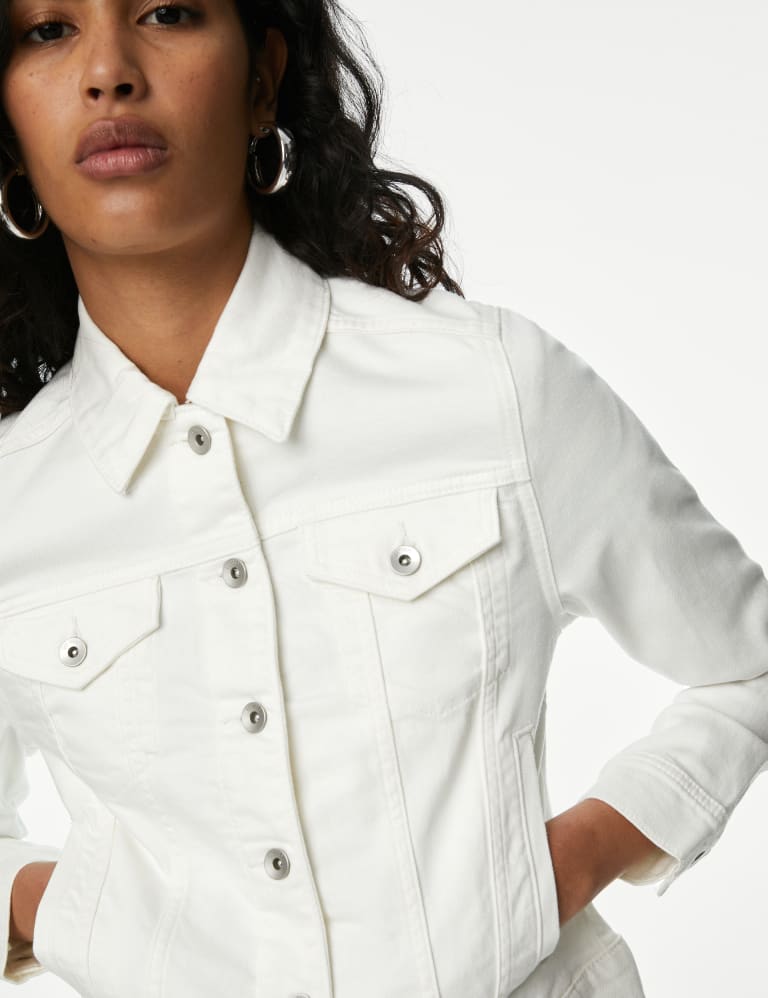 Women's white sale stretch denim jacket