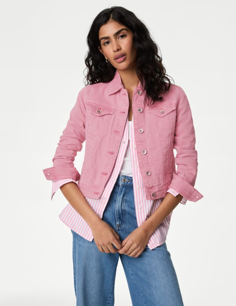 Cotton Rich Denim Jacket with Stretch M S Collection M S