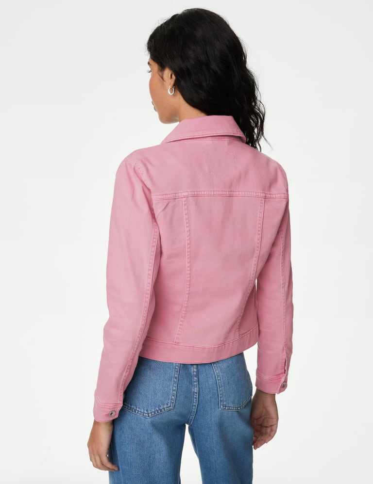 Pink stretch denim jacket outlet