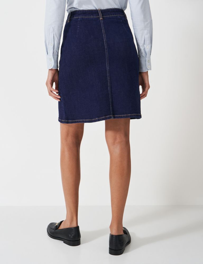 Cotton Rich Denim Knee Length A-Line Skirt 4 of 5