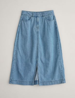 Cotton Rich Denim Midi Skirt Image 2 of 5