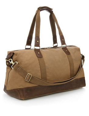 Cotton Rich Detachable Strap Waxed Holdall Image 2 of 5