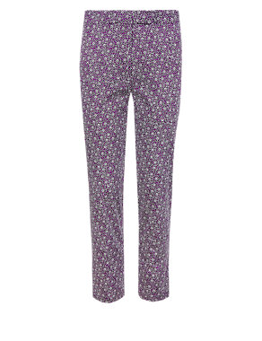 Cotton Rich Diamond Tile Print Cropped Trousers Image 2 of 4