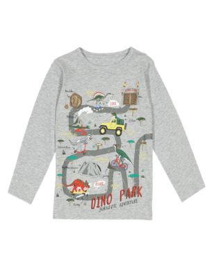 Cotton Rich Dino Park Print T-Shirt (1-7 Years) Image 2 of 4