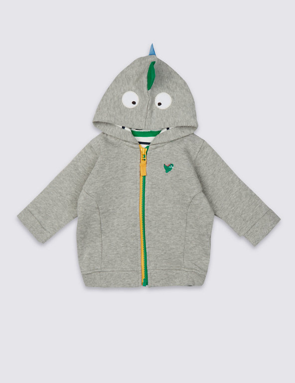 Cotton Rich Dinosaur Hooded Top Image 1 of 2