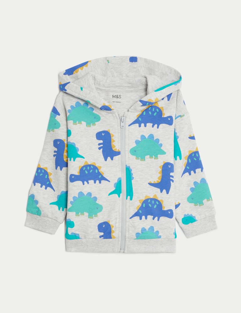 Cotton Rich Dinosaur Hoodie (0-3 Yrs) 1 of 3