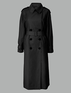 Cotton Rich Double Breasted Trench Coat Image 2 of 5