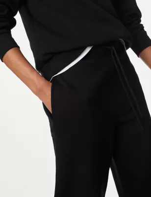 Cotton Rich Brushed Wide Leg Joggers, M&S Collection