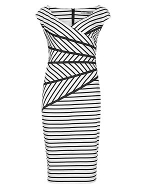 Cotton Rich Drop a Dress Size Chevron Striped Shift Dress Image 2 of 4