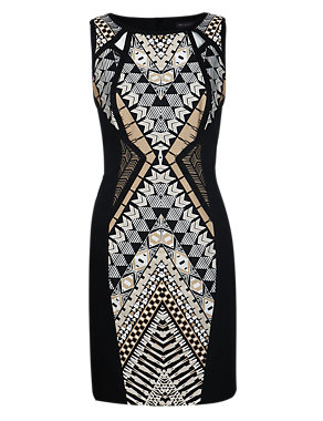 Cotton Rich Drop a Dress Size Graphic Print Bodycon Dress with Secret Support™ Image 2 of 6