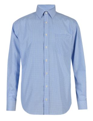 Cotton Rich Easy to Iron Checked Shirt Image 2 of 6