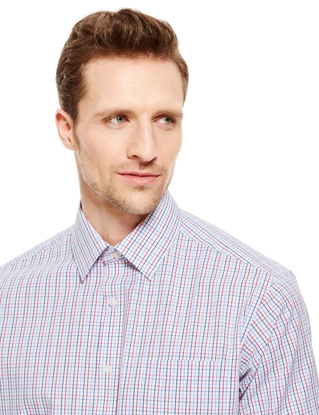 Cotton Rich Easy to Iron Checked Shirt 4 of 5