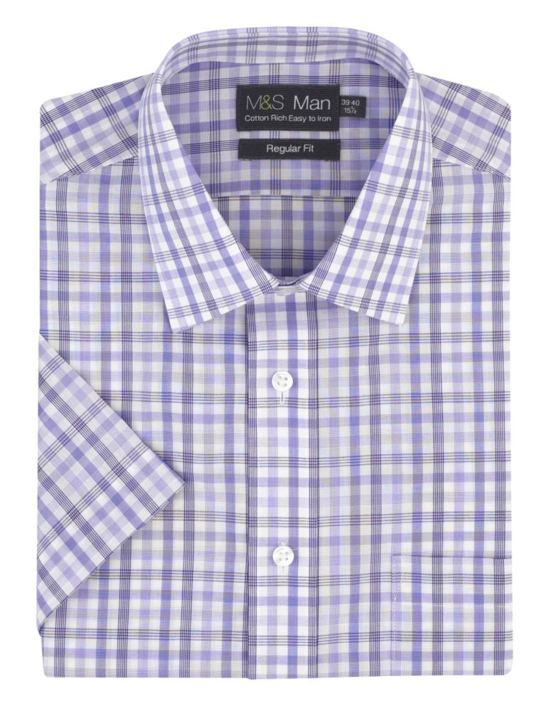 Cotton Rich Easy to Iron Short Sleeve Checked Shirt 1 of 1